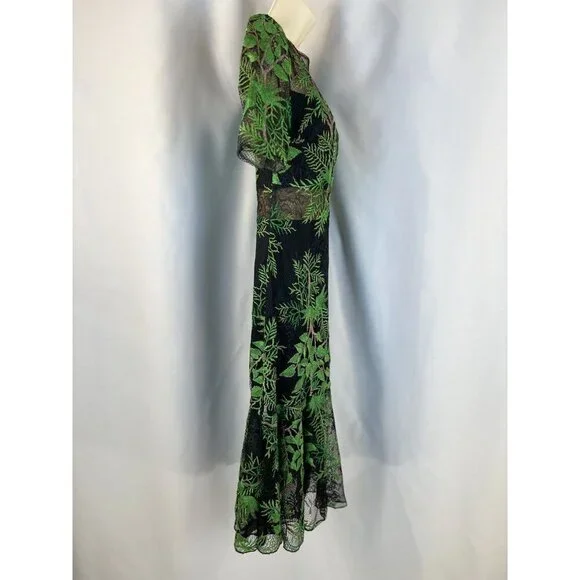 NEW Tadashi Shoji Dakar Green Lace Midi Dress $498